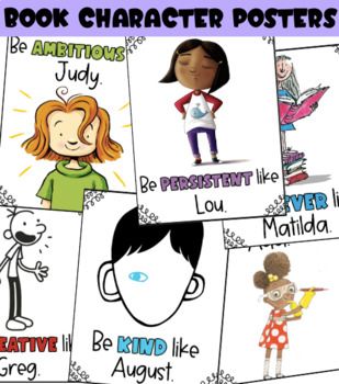 Book Character Posters, Literature Characters, Christina Harris, Class Rules Poster, Good Character Traits, Library Games, Elementary Books, Library Quotes, Character Strengths