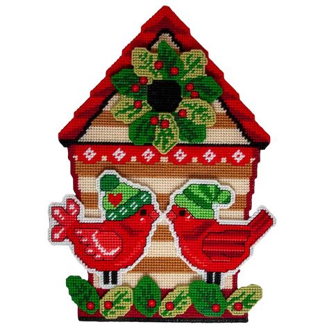 Needlepoint | Michaels Birdhouse Wall, Noel Christmas Cards, Santa Canvas, Birdhouse Ornaments, Gingerbread Ornaments, Plastic Canvas Christmas, Home For The Holidays, Plastic Canvas Crafts, Canvas Acrylic