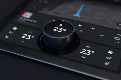 A movable knob puts a tactile twist on the modern touch screen car dashboard - Yanko Design Car Touch Screen, Car Dashboard, Control Panel Illustration, Car Dashboard Symbols, Car Switch Panel, Dashboard Camera, Digital Dashboard, Light Project, Yanko Design