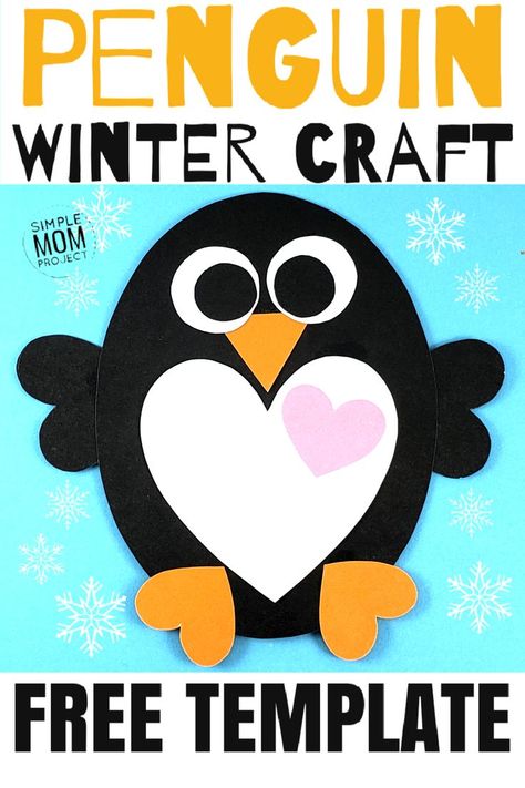 Kids Valentines Art Projects, Artic Art Projects For Kids, Penguin Craft Toddler, Penguin Crafts For Toddlers Easy, Penguin Kindergarten Craft, February Projects For Kids, Penguin Art For Toddlers, Penguin Art Projects For Kids, Penguin Craft For Toddlers