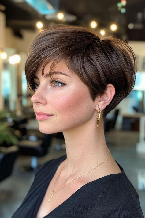 Short Haircut 2024, Trendy Pixie Haircut, Asymetrical Haircut, Feminine Short Hair, Color Block Hair, Haircuts 2024, Best Short Hairstyles, Chic Short Hair, Short Dark Hair