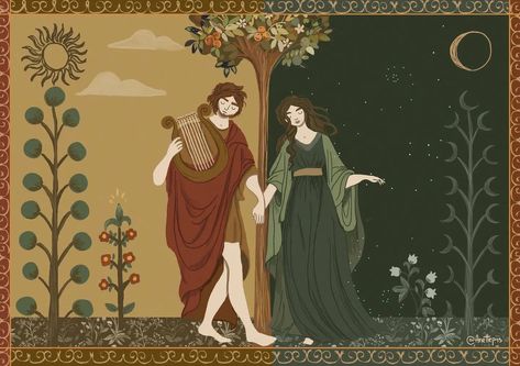 Anette Pirso | Orpheus and Eurydice Tapestry. The tale of Orpheus and Eurydice is a classic myth from Greek mythology, known for its themes of love, loss,… | Instagram Anette Pirso, Orpheus And Eurydice, Lack Of Faith, Persephone Goddess, Goddess Of Fertility, Skulls And Flowers, Apollo And Artemis, Love And Music, Greek Mythology Humor