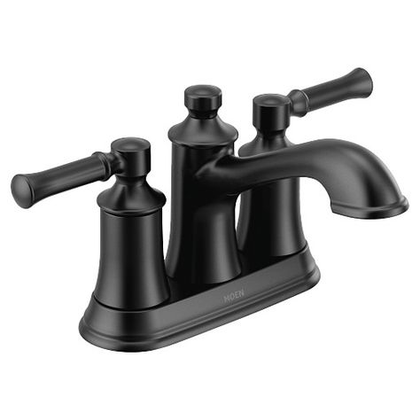 Moen Bathroom Faucets, Black Faucet Bathroom, Matte Black Bathroom Faucet, Black Bathroom Faucet, Centerset Bathroom Faucet, Matte Black Bathroom, Black Sink, Bath Faucet, Downstairs Bathroom