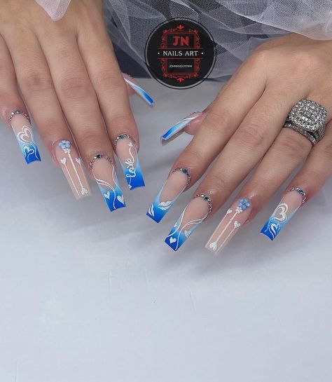 Luminous Nails, Fake Nails Designs, Formal Nails, Blue Acrylic Nails, Stylish Nails Designs, Baddie Nails, Colored Acrylic Nails, Dope Nail Designs, Short Square Acrylic Nails