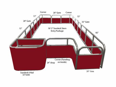 Pontoon Fence, Parts, & Accessories | Sundeck with Stern Entry Packages Pontoon Railing Ideas, Pontoon Makeover, Pontoon Restoration, Pontoon Remodel, Pontoon Boat Decor, Boat Colors, Pontoon Ideas, Pontoon Boat Parts, Houseboat Ideas