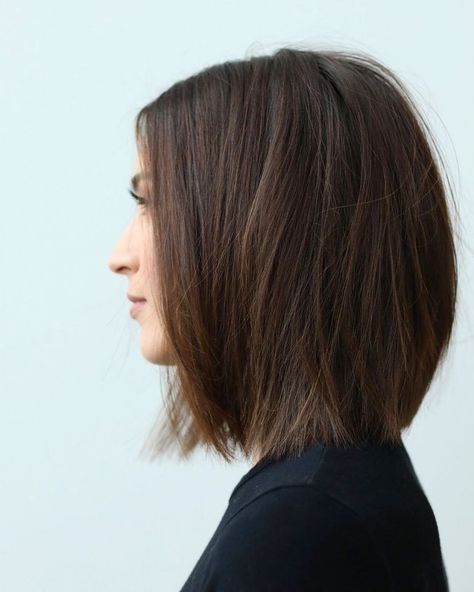 Layered Long Bob Straight, Choppy Bob Haircuts Straight Hair, Bob Hairstyles Asian Round Faces, Bob Haircut With Texture, Long Bob Hairstyles For Straight Hair, Straight Brunette Bob, Long Bob Hairstyles For Thick Hair Straight Medium Length Haircuts, Bob For Thinner Hair, Medium Bob Straight Hair