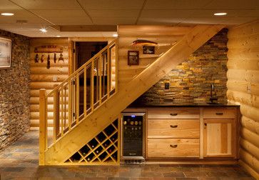 under the basement stairs ideas | Fantastic ideas for under the stairs | Trying to Balance the Madness Stairs Shelves, Bar Under Stairs, Under Stairs Wine Cellar, Basement Staircase, Space Under Stairs, Basement Stairs Ideas, تحت الدرج, Rustic Stairs, Rustic Basement