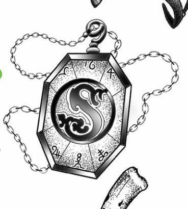 Harry Potter Thigh Tattoo, Slytherin Locket, Harry Potter Tattoo Sleeve, Harry Potter Printable, Salazar Slytherin, Locket Tattoos, Harry Potter Book Covers, Harry Potter Printables, Potter Tattoo