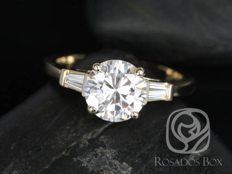 Baguette Engagement Ring, Round Engagement Ring, Diamond Baguette, 3 Stone Engagement Rings, Bold Rings, Round Engagement Rings, Forever One Moissanite, Winter Weddings, The Windy City