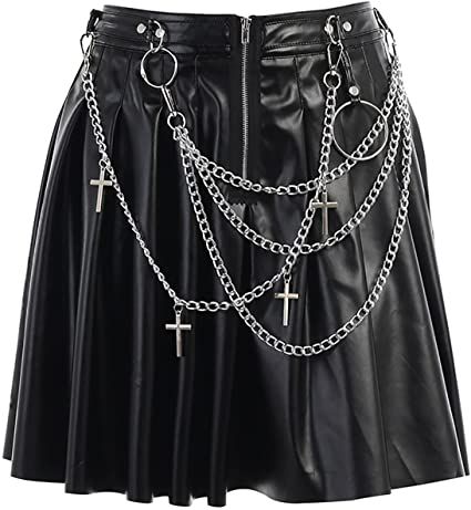 Skirt Jewelry, Skirt Chain, Skirts With Chains, Skirt With Chains, Skirt With Chain Belt, Black Skirt With Chain, Punk Black Mini Skirt, Gothic Mini Skirt With Belt Loops, Emo Skirt