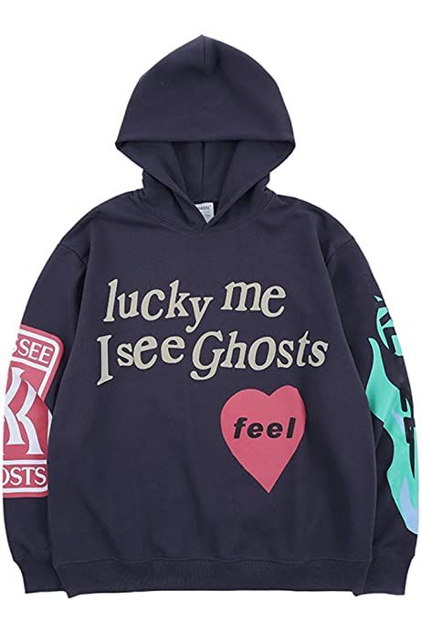 I See Ghosts Hoodie, Kanye West Sweatshirt, Lucky Me I See Ghosts, I See Ghosts, Letter Hoodie, Hip Hop Sweatshirts, Lucky Me, Cute Sweatshirts, Oversized Pullover