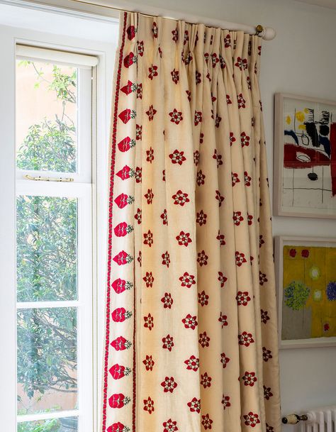 Mingora with Katora Embroidered Linen Border - Vaughan Designs Maximalist House, Moody Dining Room, Bedroom Fun, Swat Valley, Candle Workshop, Fairy Room, Linen Pattern, Welcome To My House, Stylish Curtains