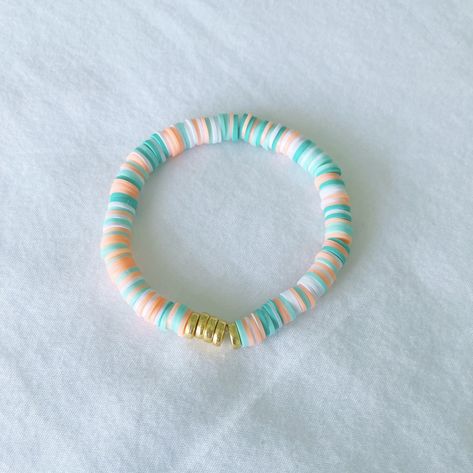 stretchy beaded bracelet  great for gifts Bracelets Preppy, Make Clay Beads, Ocean Bracelet, Clay Bead Necklace, Beaded Braclets, Preppy Bracelets, Homemade Bracelets, Stretchy Beaded Bracelet, Preppy Jewelry