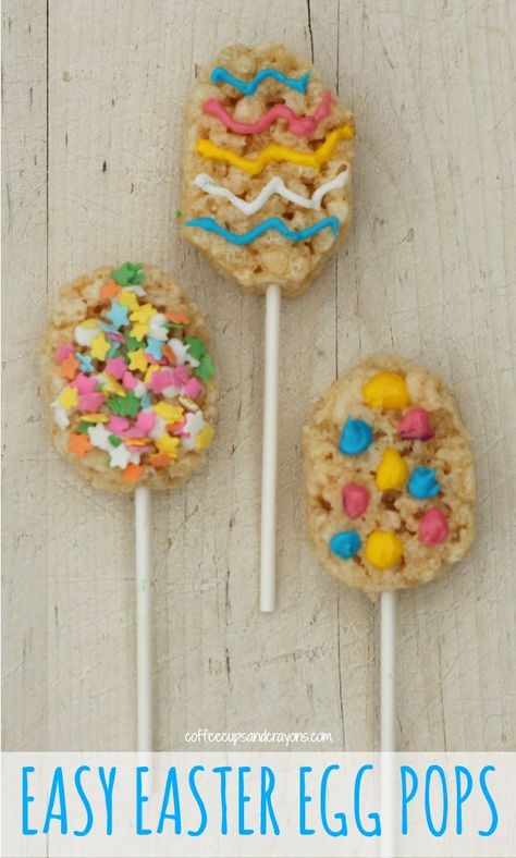 We made these semi-homemade Easter Egg Rice Krispies Treat Pops. They are a super easy Easter snack for kids and a fun after school activity for the whole family! Easy Easter Snacks, Rice Krispies Pops, Easter Snack, After School Activity, Rice Krispies Treat, Easter Fun Food, Easter Cooking, Egg Rice, Snack For Kids