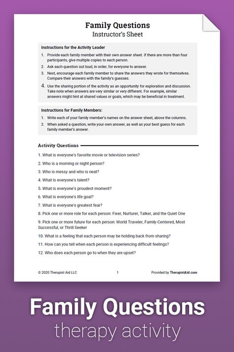 Family Questions Activity Family Interventions Activities, Family Interventions Therapy, Family Systems Therapy Activities, Family Therapy Interventions Activities, Family Therapy Questions, Family Roles Activity, Family Therapy Ideas, Family Therapy Activities Communication, Family Roles Worksheet