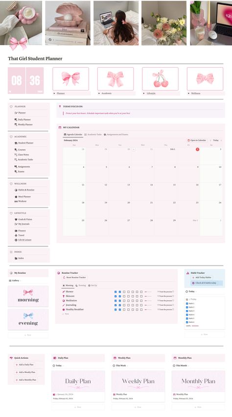 2024 All-in-One Notion Template Student Planner, College Planner, Academic Planner Assignments Tracker, College Notion, Notion Student Planner, Study Planner Free, Notion Ideas, Notion Aesthetic, Planner Minimal, Academic Life, Ipad Essentials