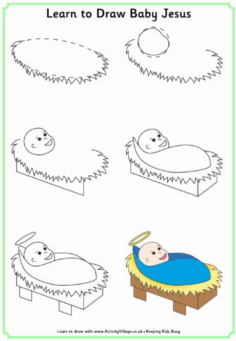 Learn to draw baby Jesus How To Draw Jesus, Advent Traditions, Nativity Characters, Jesus Art Drawing, Nativity Figures, Jesus Drawings, Drawing Lessons For Kids, Drawing Tutorials For Beginners, The Nativity Story