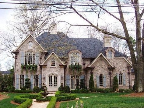 31 Days of French-Inspired Style Day 22: Exteriors • French Blue Cottage French Country Exterior, White Wash Brick, French Country Design, Traditional Exterior, Country Homes, French Cottage, French Country Cottage, French Country House, Country House Decor