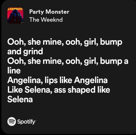 Party Monster Lyrics, Monster Lyrics, Party Monster The Weeknd, Weeknd Quotes, Weeknd Lyrics, Party Monster, Best Music Artists, Beauty Behind The Madness, Playlist Spotify