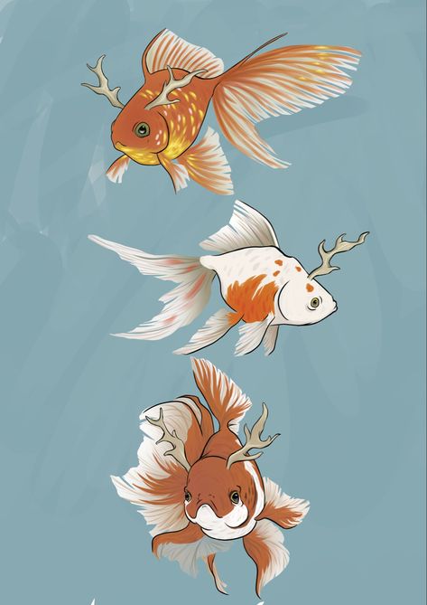 Japanese Gold Fish Tattoo, Goldfish Aesthetic, Blue Goldfish, Fashion Design Software, Playroom Mural, Fancy Goldfish, Koi Tattoo Design, Goldfish Art, The Tempest