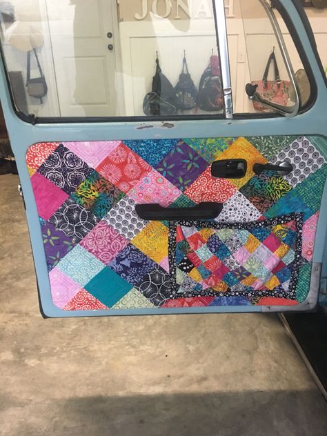 70s Car Aesthetic Interior, Beetle Car Interior Decor, Beetle Car Aesthetic Interior, Painted Car Interior, Car Interior Makeover, Car Interior Design Diy, Volkswagen Beetle Aesthetic Interior, Car Roof Interior Diy, Beetle Car Decor