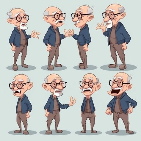 Photo cartoon character of old man in di... | Premium Photo #Freepik #photo #old-character #cartoon-man #cartoon-character #older-man Characters For Comics, Old Man Cartoon Character Design, Old Characters Design, Cartoon Old People, Old Man Drawing Character Design, Old Man Drawing Reference, Man Illustration Character, Old People Drawing, Old Man Character Design