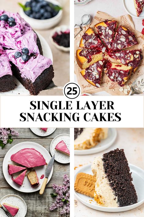 These 25 Single Layer Cake recipes are easy, no-fuss cakes that show how simple can still be elaborate and delicious! Single Layer Cake, Nordic Ware Bundt Pan, Cherry And Almond Cake, Snacking Cake, Banana Bundt Cake, Banana Bundt, One Layer Cakes, Apple Bundt Cake, Single Layer Cakes