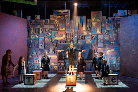 Musical Set Design, Matilda Musical, Matilda Wormwood, Musical Theatre Posters, Matilda The Musical, Roald Dahl Books, Garden Rock Border, School Songs, Musical Plays