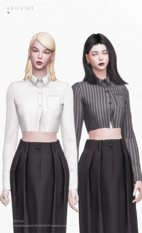 Sims4 Custom Content, Sims 4 Dresses, Top Shirt Women, Sims 4 Cc Finds, Sims 4 Clothing, Sims 4 Mods, Custom Content, Short Shirts, Sims Cc