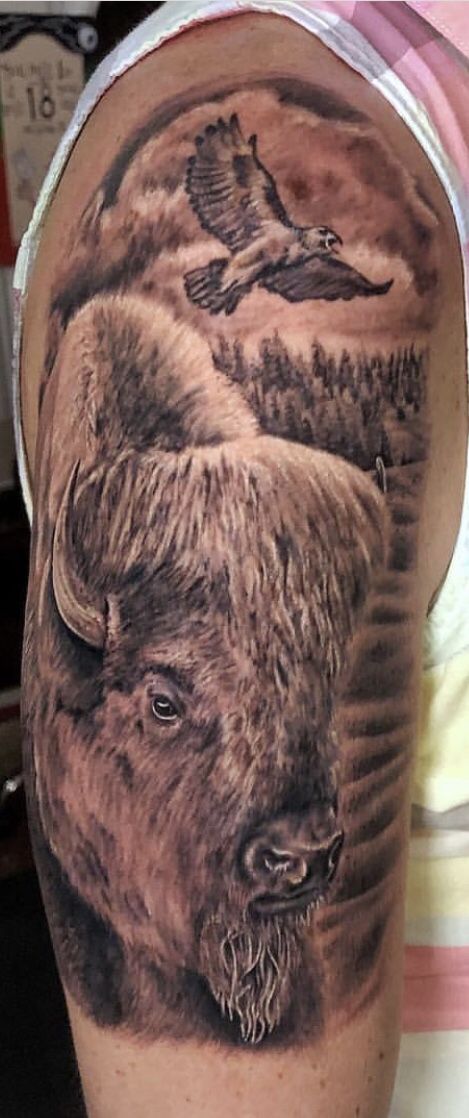 Buffalo Tattoo Feminine, Bison Tattoo Ideas, Buffalo Tattoos, Buffalo Pictures, Bison Tattoo, Buffalo Tattoo, Falcon Tattoo, Native American Tattoo Designs, Indian Tattoo Design