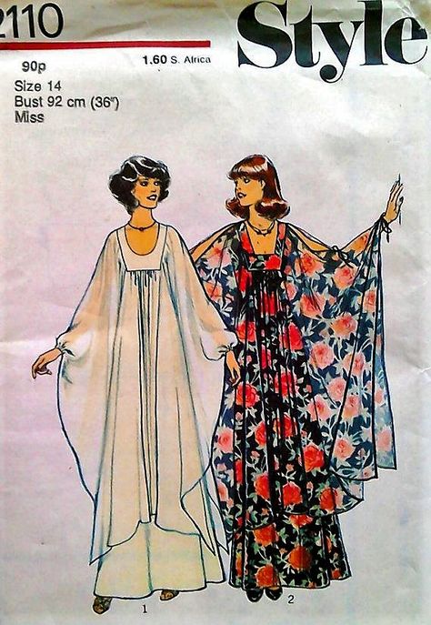 70s Kaftan, Caftan Pattern, Boho Dress Pattern, Kaftan Pattern, Vintage Loungewear, Nightgown Pattern, Pijamas Women, Patron Vintage, Kaftan Designs