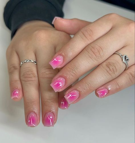 Cute Nails For Summer, Summer Aura, Short Pink Nails, Overlay Nails, Nails For Summer, Aura Nails, Ombre Acrylic Nails, Colored Acrylic Nails, Work Nails