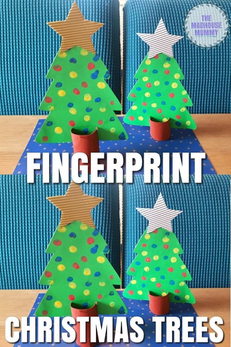 Toddler Friendly Christmas Crafts, Christmas Tree Crafts For Preschoolers, Fingerprint Christmas Tree, Kids Christmas Craft Ideas, Craft For Kids Christmas, Eyfs Christmas, Christmas Tree Craft For Kids, Fingerprint Christmas, Kids Christmas Craft