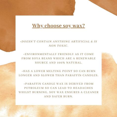 SereneByChloe on Instagram: “The benefits of soy wax🌱 #plantbased #vegan #soywax #soywaxcandles #waxmelts ##candle #candles #handmade #homedecor #love #candlelover…” Soy Wax Facts, Soy Wax Benefits, Marketing Candles, Soy Candle Benefits, Soy Candle Facts, Candle Facts, Healthy Candles, Soya Bean, Candles Handmade