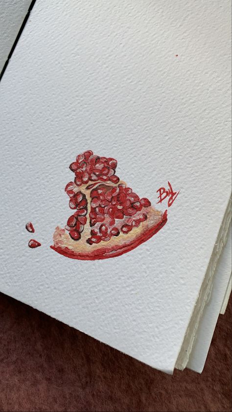 Drawing Of Pomegranate, Pottery Painting Pomegranate, Open Pomegranate Drawing, Pomegranate Painting Easy, Pomogranette Drawing, Pomegranate Drawing Simple, Pomegranate Art Illustrations, Peeled Pomegranate, Pomagranet Art