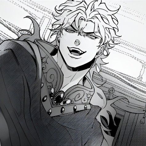 Dio Brando, Anime Character, Piercings, Blonde, Black And White, Anime, White, Black