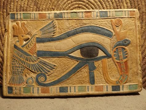 Wall Relief Sculpture, Egyptian Eye Of Horus, Egyptian Painting, Wall Relief, Ancient Egyptian Jewelry, Egyptian Eye, Ancient Egypt History, Butterfly Art Painting, Ancient Egypt Art