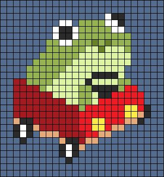 Frog Alpha Pattern, Alpha Pattern, Alpha Patterns, Friendship Bracelet Patterns, Amphibians, Bracelet Patterns, Friendship Bracelet, Pixel Art, Bracelet