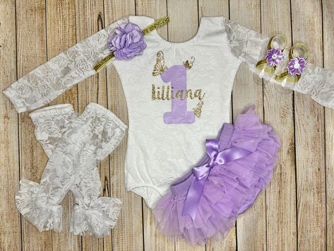 Baby Girl Butterfly First Birthday Outfit on Lace Bodysuit with Personalized Butterfly is great for your Baby girls Cake Smash and Birthday Parties. First Birthday Outfit with Lavender Tutu and number 1 with Glitter Gold. Personalization is available, which comes with a proof of your design for accuracy. Please be sure to check your messages if you add this option after purchase: Orders with customizaiton and/or personalization are not returnable and/or refundable. https://www.etsy.com/WillAndTrist/listing/1223382630 All Bodysuits and Tutus are custom made and machine washable on gentle cycle and best to dry on low heat inside out or hung to dry inside out. Bodysuit Styles: * Flutter Bodysuit (with the little ruffles on the shoulders) available in short or long sleeves. Snaps in the crotch Butterfly 1st Birthday, Girls Cake, Smash Cake Girl, First Birthday Outfit, Satin Ribbon Bow, First Birthday Outfits, Holiday Tops, Holiday Set, Bodysuit Fashion