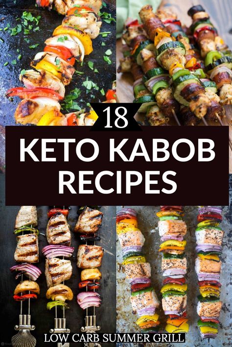 Keto Kabobs, Keto Grill Recipes, Grill Kabobs, Meat On A Stick, Kabob Marinade, Pork Skewers, Steak Kabobs, Grilled Food, Recipes For Summer