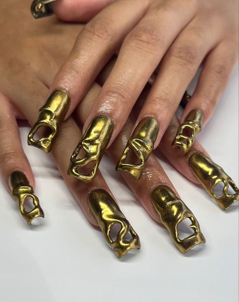 Molten Gold, Gold Nails, Paint, Nails, Gold, Pins, Beauty