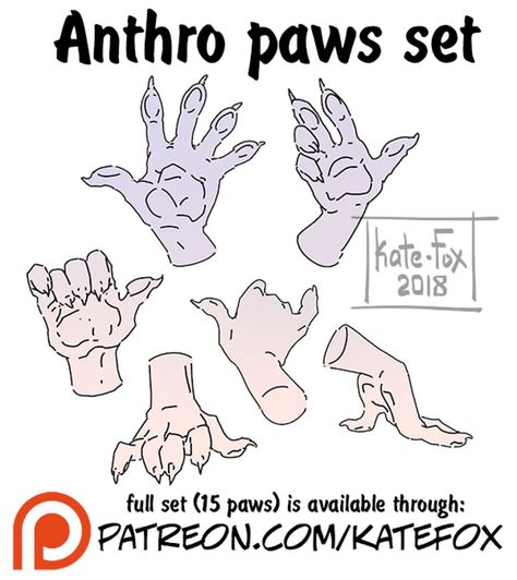 Fox Paws Reference, Anthro Hands Reference, Monster Hands Drawing Reference, Fox Paws Drawing, Fox Paw Reference, Paw Hands Reference, Anthro Body Reference, How To Draw Anthro Paws, Anthro Art Reference