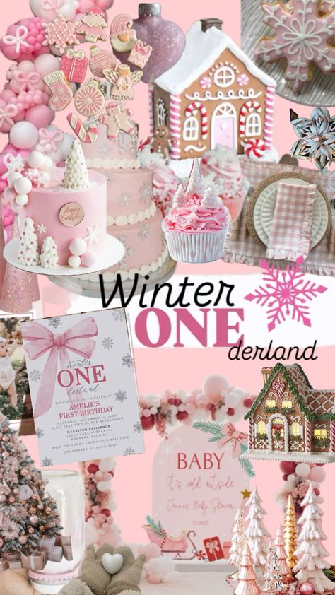 Dive into a whimsical Winter ONEderland for your little girl’s first birthday! Start with our charming Pink Bow Winter ONEderland invitation to set the scene. Complement your celebration with a beautiful balloon garland featuring shades of pink and silver, and a dazzling snowflake cake that will be the centerpiece of your party. Create a festive atmosphere with a delightful gingerbread house, perfect for kids to decorate as a fun activity! For games, consider a "Snowflake Scavenger Hunt" where little guests search for hidden snowflake ornaments, and "Guess the Snowball," a fun guessing game using cotton balls. Food ideas include snowman-shaped sandwiches, hot chocolate bars with all the toppings, and snowflake-shaped cookies for sweet treats. With this enchanting inspiration board, you’ll Winter Onederland Party Girl, Winter Onederland Invitations, 1st Birthday Celebration, Onederland Party, Snowflake Cake, Winter Onederland Party, Winter Parties, 1st Birthday Themes, Happy Winter