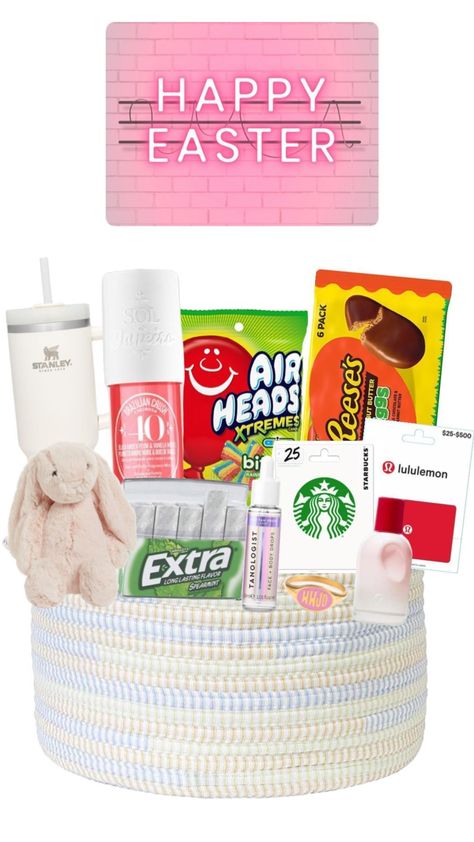 what i got for easter! #easter #preppy #vibes #spring #aesthetic Aesthetic Easter Basket, Preppy Easter Basket, Preppy Easter, Aesthetic Easter, Aesthetic Shuffles, Preppy Vibes, Easter Gift Baskets, Spring Aesthetic, Easter Basket