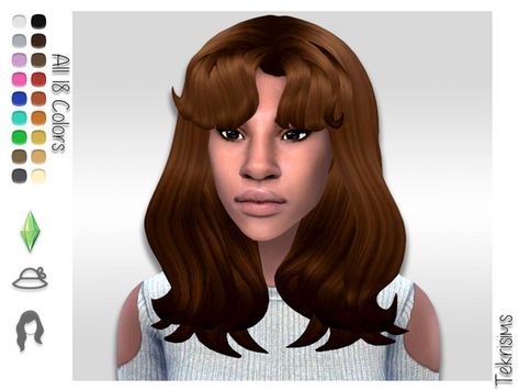 Thick mid-length hair with slight curls at the ends and unruly bangs! Found in TSR Category 'Sims 4 Female Hairstyles' Mid Length Hair With Bangs, Lola Hair, 60s Hair, Blonde Bangs, 70s Hair, Hair With Bangs, Long Hair With Bangs, Fluffy Hair, Mid Length Hair