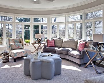 Pelham Renovation - contemporary - living room - new york - Karen Houghton Interiors Hexagon Living Room, Round Ottoman Living Room, Modern Couches Living Room, Living Room New York, Small Modern Living Room, Round Living Room, Living Room Table Sets, Living Room Images, Living Room Layout