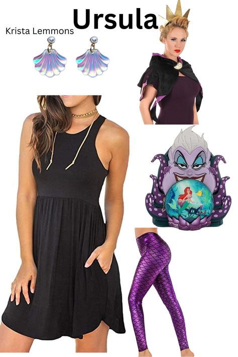 Love this combo for Ursula Halloween costume or Disney Bounding!!

Click the pics for link of each item. 

Loungefly is this pic's link. 
Officially Licensed Disney Bag
Faux Leather with Pearlescent, PVC, and Faux Leather Applique Details, Embroidered, and Printed Details.
Front zipper pocket. Adjustable shoulder straps. Top carry handle. Printed Fabric Lining.
Fashion Bag For Women and Juniors. Not intended for the use of children under 12 years
Measures: 9" W x 10.5" H x 4.5" D Ursula Outfit, Ursula Halloween Costume, Ursula Disneybound, Ursula Halloween, Leather Applique, Disney Bounding, Scary Halloween Party, Disney Bag, Loungefly Disney