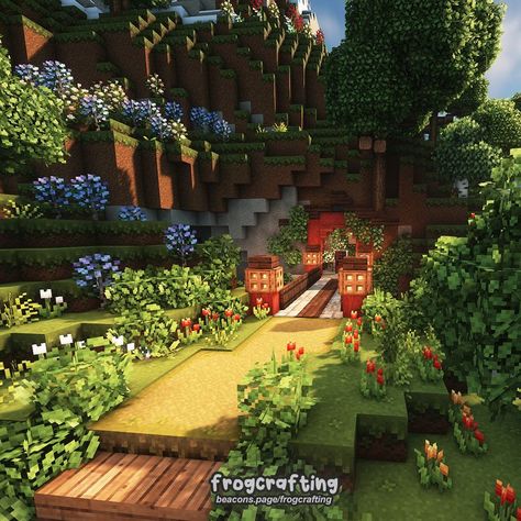 the entrance to our frog sanctuary~! 🌿🥰 #cottagecoreminecraft #cottagecore #cottage #minecraftcottage #minecraftaesthetic #aesthetic #aestheticminecraft #fairycore #frogcrafting Frog Sanctuary, Minecraft Frog, Hardcore Minecraft, Aesthetic Minecraft Builds, Cottagecore Minecraft, Minecraft World, Minecraft Cottage, Cottagecore Cottage, Minecraft Creations