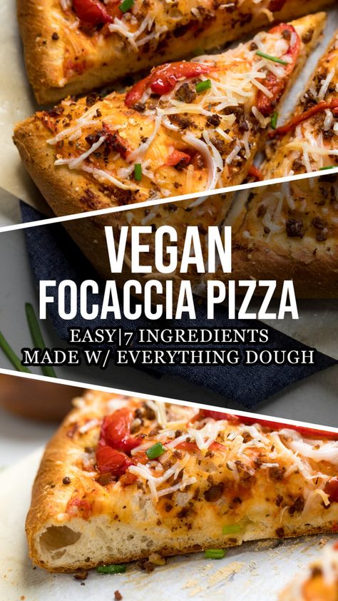 Vegan Focaccia Pizza Vegan Focaccia, Vegan Pizza Recipe, Focaccia Pizza, Wfpb Recipes, Vegan Italian, Vegan Bread, Vegan Pizza, Pizza Recipe, Vegan Cooking