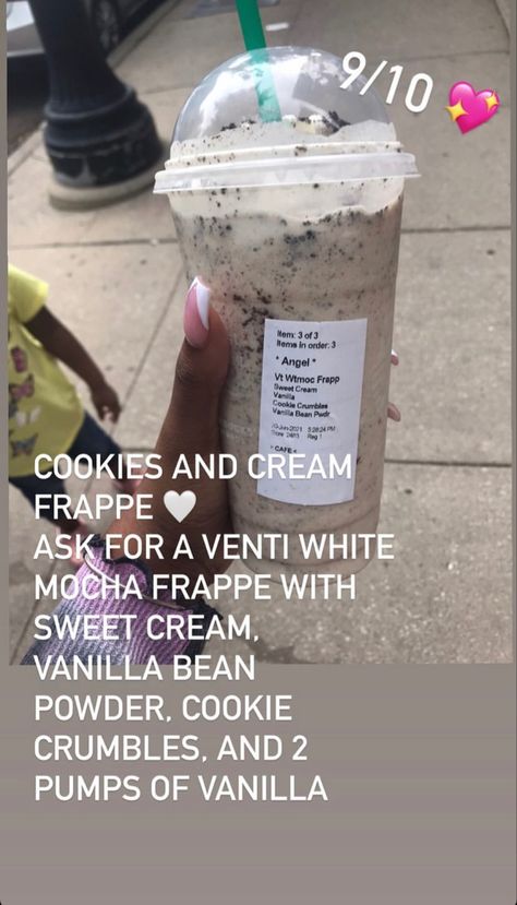 Oreo Starbucks Drink Order, Cookies And Cream Drink At Starbucks, Starbucks Drinks Oreo Frapp, Oreo Drinks At Starbucks, Cookie And Cream Starbucks, Sweet Starbucks Drinks Frappe, Starbucks Recipes Cookies And Cream, Starbucks Drinks Cookie, Starbucks Drinks And How To Order Them